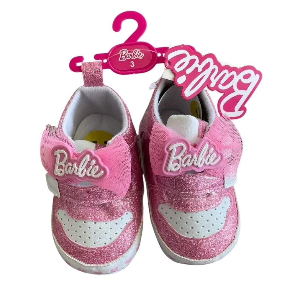 Barbie Pink Glitter Kids Shoes Size 3 - Picture 1 of 6